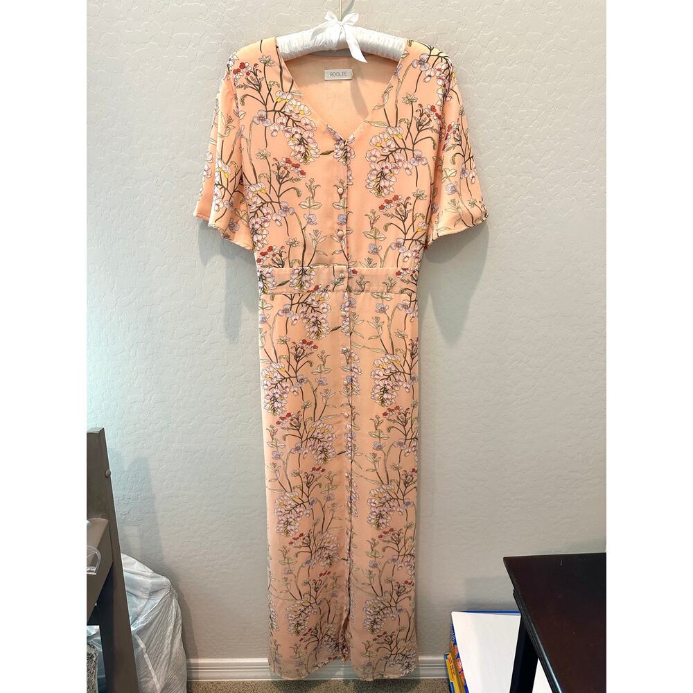 Roolee Peach Floral Maxi Dress